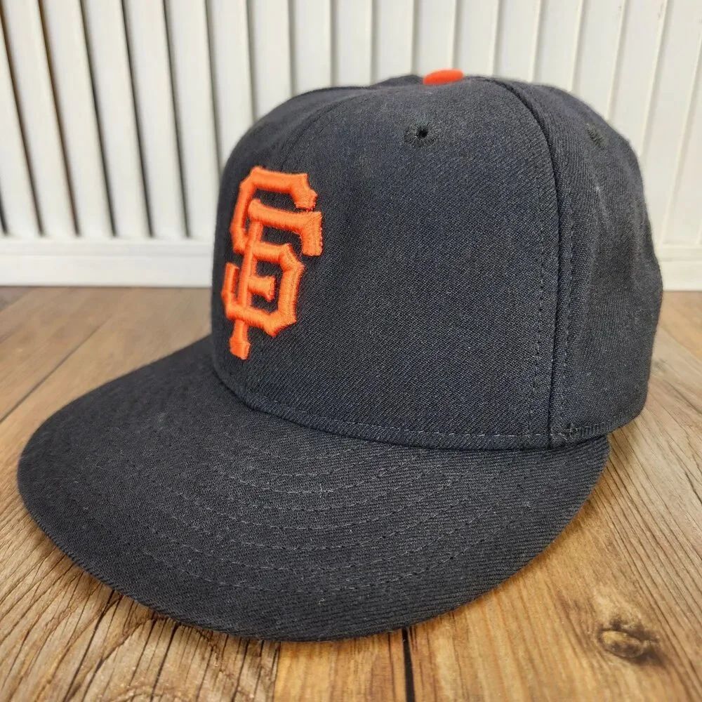 VTG New Era 59fifty San Francisco Giants Wool Baseball Cap Black 7 1/8 USA Made